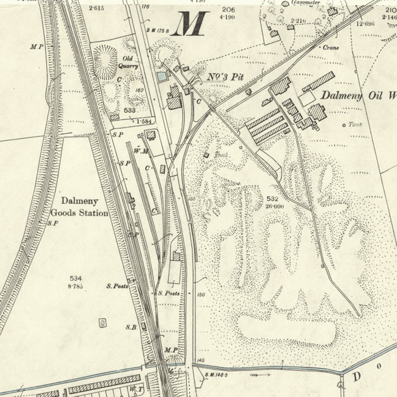 Dalmeny No.2 Pit - 25" OS map c.1896, courtesy National Library of Scotland