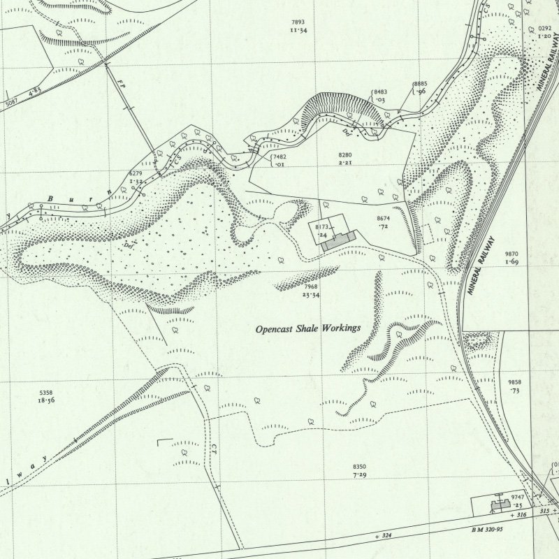 Hayscraigs Mines & Quarries - 1:2,500 OS map c.1954, courtesy National Library of Scotland