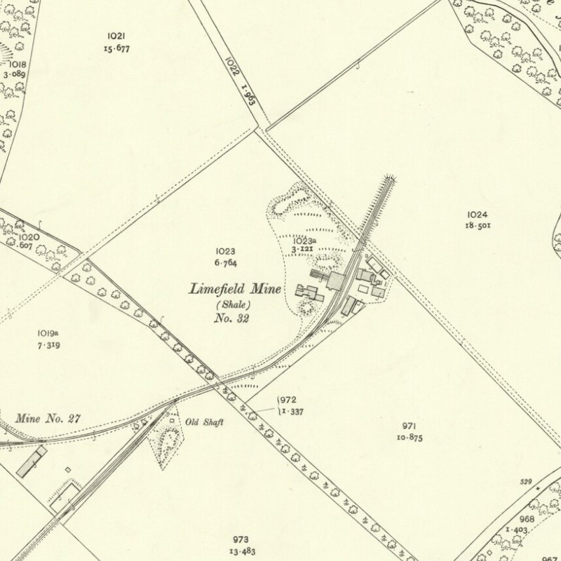 Limefield No.32 Mine - 25" OS map c.1907, courtesy National Library of Scotland