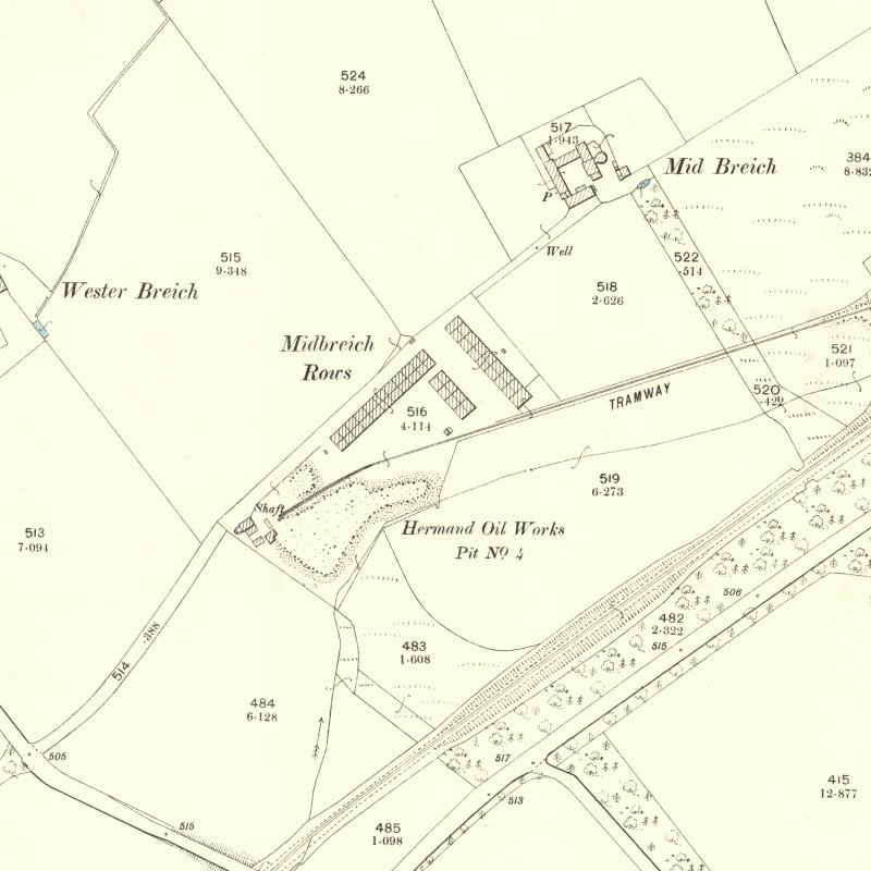 Mid Breich No.4 Pit - 25" OS map c.1897, courtesy National Library of Scotland