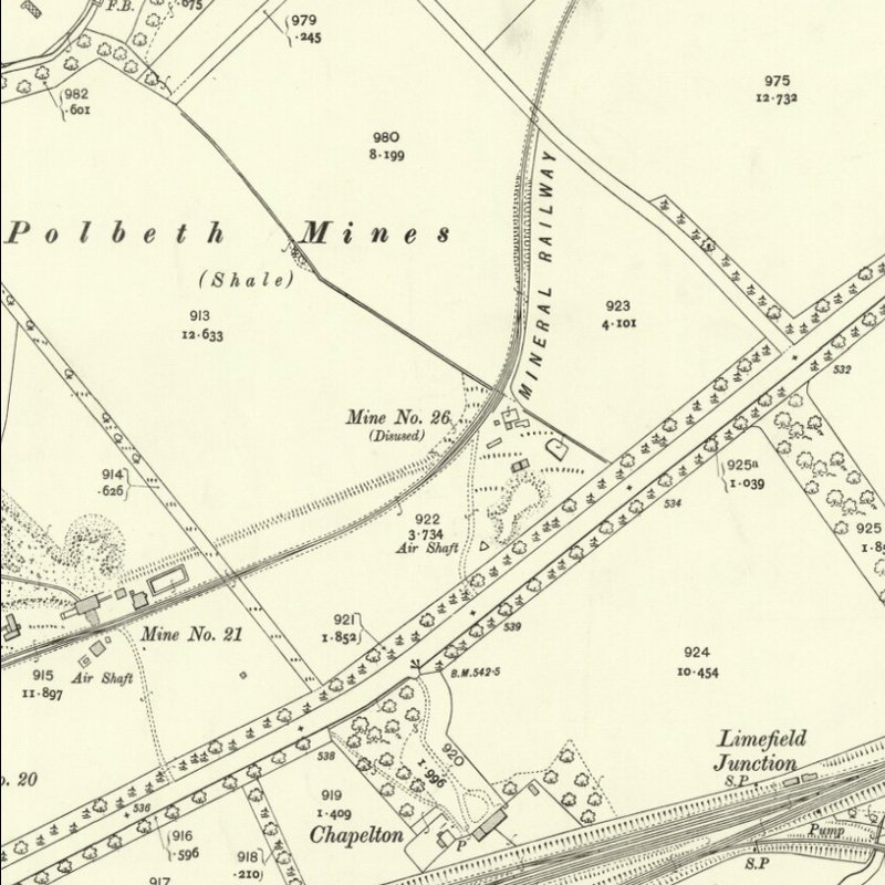 Polbeth No.26 Mine - 25" OS map c.1907, courtesy National Library of Scotland
