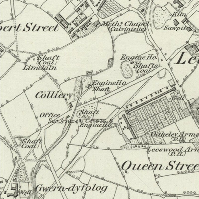 Leeswood Main Oil Works - 6" OS map c.1869, courtesy National Library of Scotland