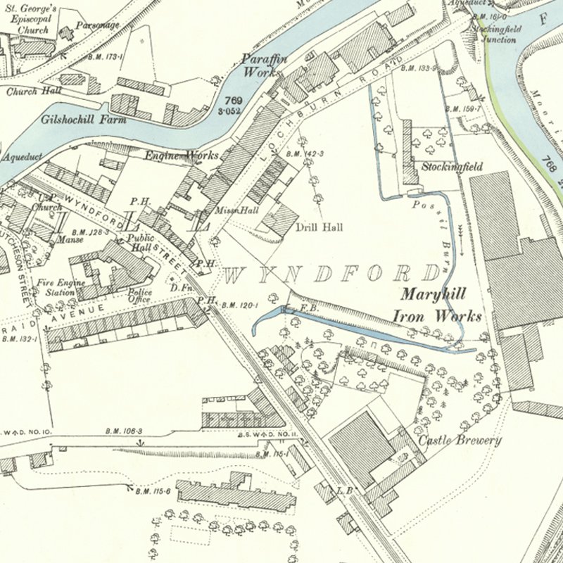 Lochburn Rd. Oil Works - 25" OS map c.1896, courtesy National Library of Scotland