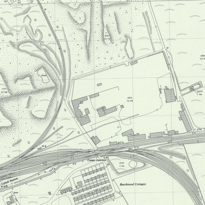 Uphall Oil Works - 1:2,500 OS map c.1955, courtesy National Library of Scotland
